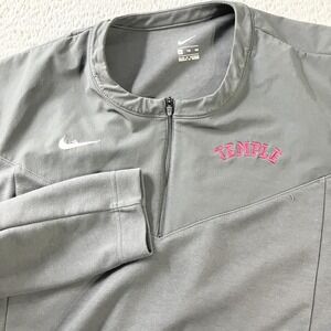 Temple Owls Shirt Mens XXL Gray College Football Nike Quarter Zip Pullover